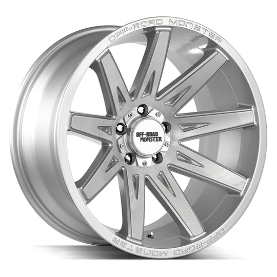 M250639N19BFS - Off Road Monster M25 M25 20X10 6X139.7 -19mm Brushed Face Silver - Off Road Monster Wheels Canada