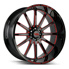 Load image into Gallery viewer, M26612527N44GBMLR - Off Road Monster M26 M26 26X12 5X127 -44mm Gloss Black Candy Red Milled - Off Road Monster Wheels Canada