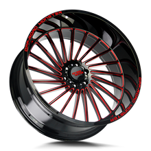 Charger l'image dans la galerie, M27612527N44GBMLR - Off Road Monster M27 M27 26X12 5X127 -44mm Gloss Black Candy Red Milled - Off Road Monster Wheels Canada
