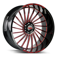 Charger l'image dans la galerie, M27612527N44GBMLR - Off Road Monster M27 M27 26X12 5X127 -44mm Gloss Black Candy Red Milled - Off Road Monster Wheels Canada