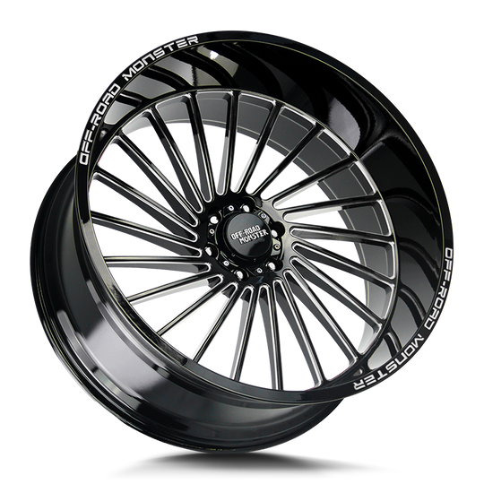 M27612000N44GBML - Off Road Monster M27 M27 26X12 BLANK -44mm Gloss Black Milled - Off Road Monster Wheels Canada