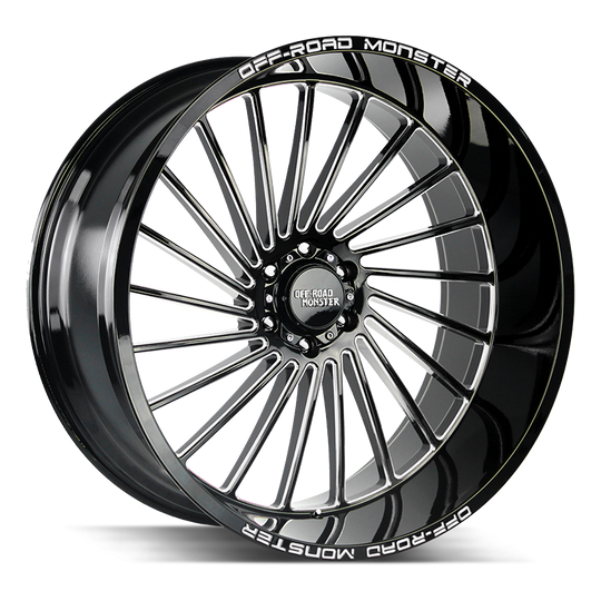 M27612527N44GBML - Off Road Monster M27 M27 26X12 5X127 -44mm Gloss Black Milled - Off Road Monster Wheels Canada