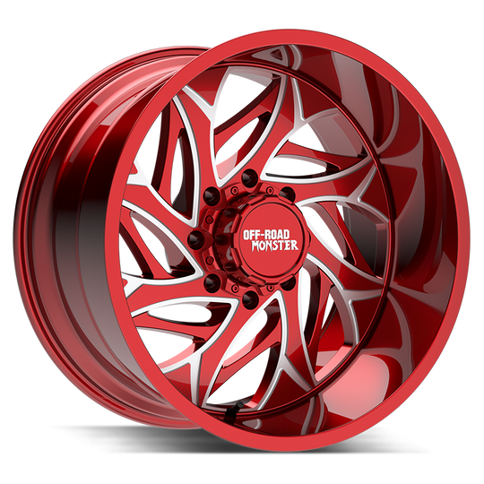 M28212607N44RML - Off Road Monster M28 22X12 6X139.7 / 6X135 -44mm Red - Off Road Monster Wheels Canada