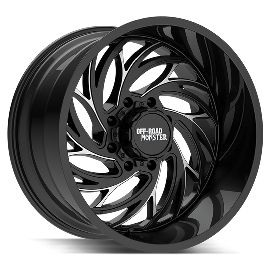 M29212528N44GBML - Off Road Monster M29 22X12 5X127 / 5X139.7 -44mm Gloss Black - Off Road Monster Wheels Canada