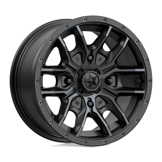 M43-04737 - MSA M43 Fang 14X7 4X137  10mm Satin Black With Titanium Tint - MSA Wheels Canada