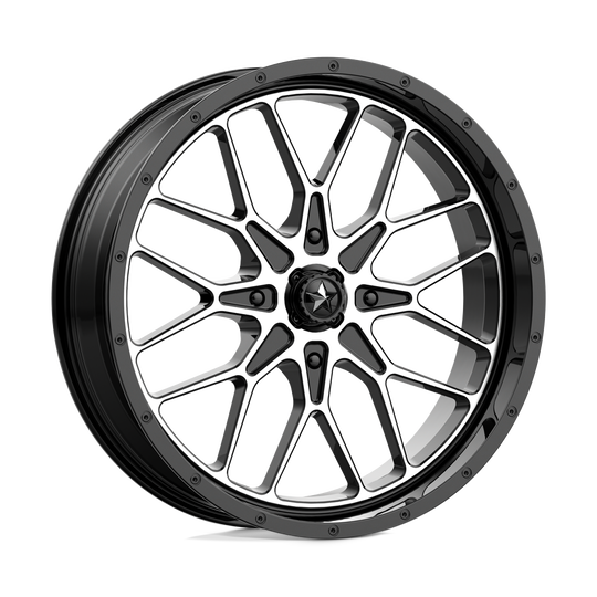 M45-024737 - MSA M45 Portal 24X7 4X137  0mm Gloss Black Machined - MSA Wheels Canada