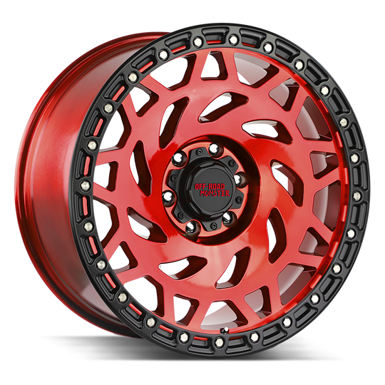 M50755000RBR - Off Road Monster M50 M50 17X9 5X150 0mm Candy Red Black Ring - Off Road Monster Wheels Canada