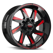 Load image into Gallery viewer, M800527N19GBMLR - Off Road Monster M80 20X10 5X139.7 / 5X127 -19mm Black &amp; Red - Off Road Monster Wheels Canada