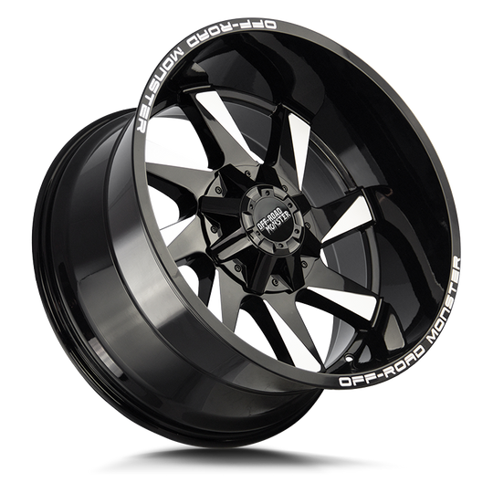 M80012000N44GBML - Off Road Monster M80 M80 20X12 BLANK -44mm Gloss Black Milled - Off Road Monster Wheels Canada