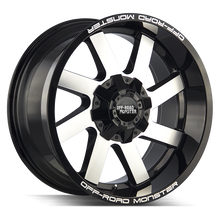 Load image into Gallery viewer, M80412607N44GBM - Off Road Monster M80 24X12 6X135 / 6X139.7 -44mm Gloss Black, Machined - Off Road Monster Wheels Canada