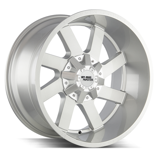 M80412607N44BFS - Off Road Monster M80 24X12 6X139.7 / 6X135 -44mm Silver - Off Road Monster Wheels Canada