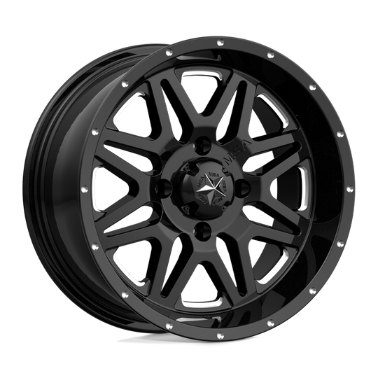 M26-06737M - MSA M26 Vibe 16X7 4X137  0mm Milled Gloss Black - MSA Wheels Canada
