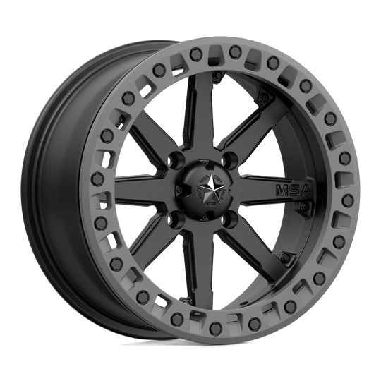 M31-06737 - MSA M31 LOK2 Beadlock 16X7 4X137  0mm Satin Black Matte Gray Ring - MSA Wheels Canada
