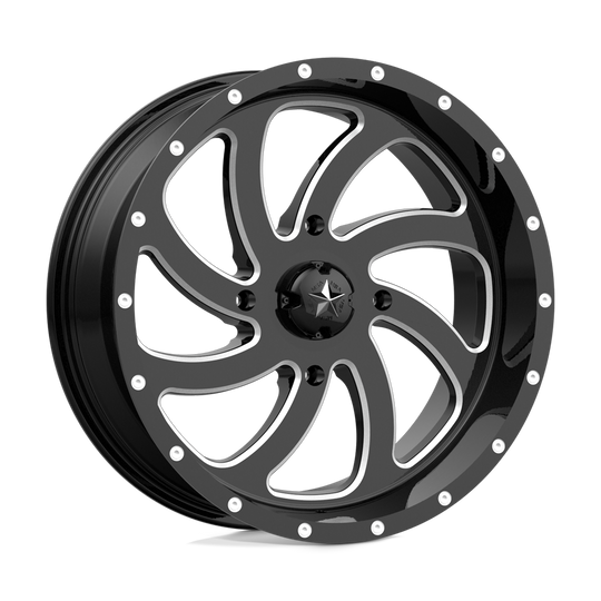 M36-022756M - MSA M36 Switch 22X7 4X156  0mm Gloss Black Milled - MSA Wheels Canada