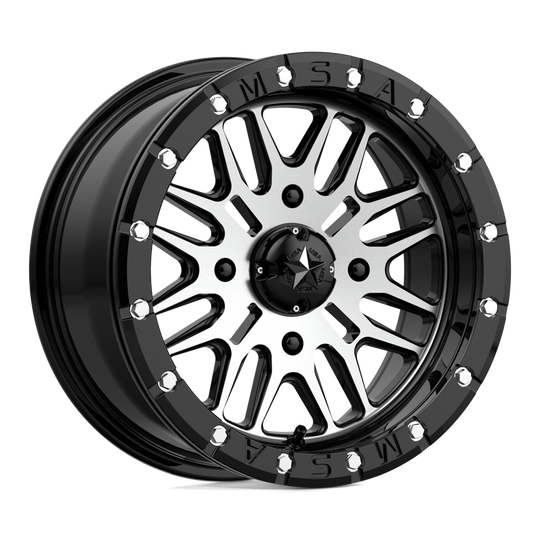 M37-05756 - MSA M37 Brute Beadlock 15X7 4X156  10mm Gloss Black Machined - MSA Wheels Canada