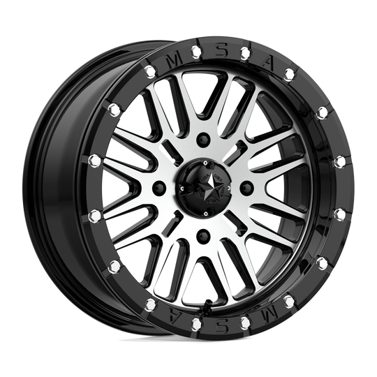 M37-06756 - MSA M37 Brute Beadlock 16X7 4X156  10mm Gloss Black Machined - MSA Wheels Canada