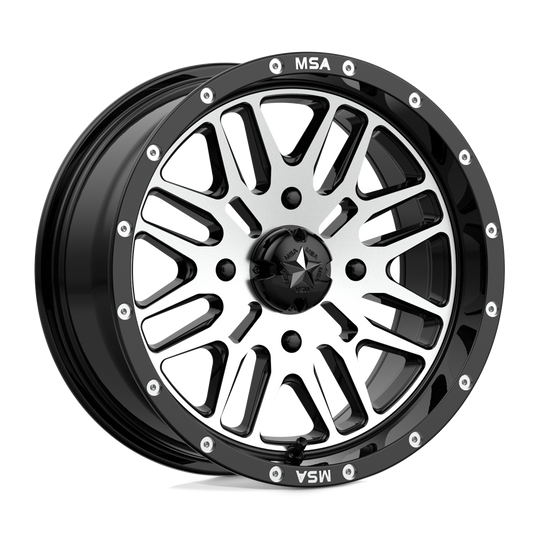 M38-05737 - MSA M38 Brute 15X7 4X137  10mm Gloss Black Machined - MSA Wheels Canada