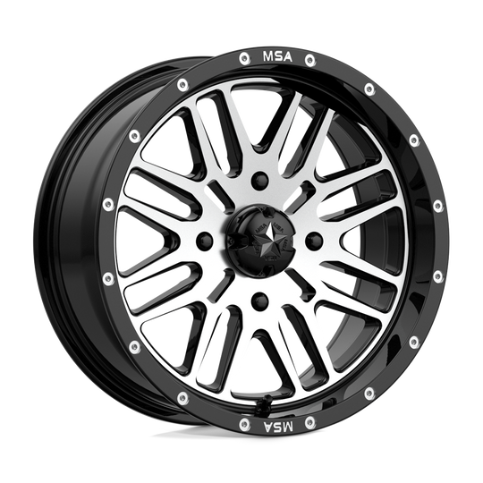 M38-06737 - MSA M38 Brute 16X7 4X137  10mm Gloss Black Machined - MSA Wheels Canada