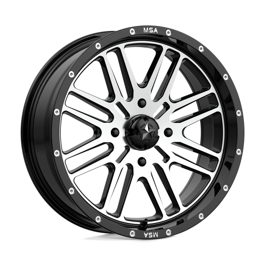 M38-018737 - MSA M38 Brute 18X7 4X137  10mm Gloss Black Machined - MSA Wheels Canada