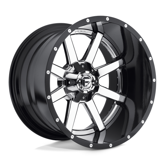D26022401847 - Fuel Off-Road D260 Maverick 22X14 8X180 -70 mm Chrome Plated Gloss Black Lip - Fuel Off-Road Wheels Canada