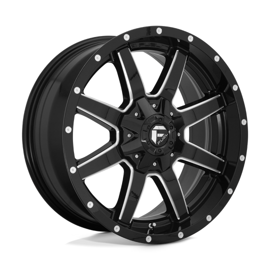 D61020902650 - Fuel Offroad D610 Maverick 20X9 5X114.3 / 5X127 1mm Gloss Black Milled - Fuel Offroad Wheels Canada