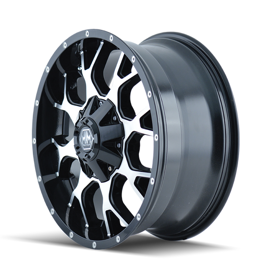 8015-8956B - Mayhem Warrior 18X9 5X114.3 / 5X127 ET -12mm Gloss Black Machined - Mayhem Wheels Canada