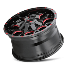 Load image into Gallery viewer, 8015-8952BTR18 - Mayhem Warrior 18X9 5X127 / 5X139.7 ET 18mm Gloss Black Milled Prism Red - Mayhem Wheels Canada
