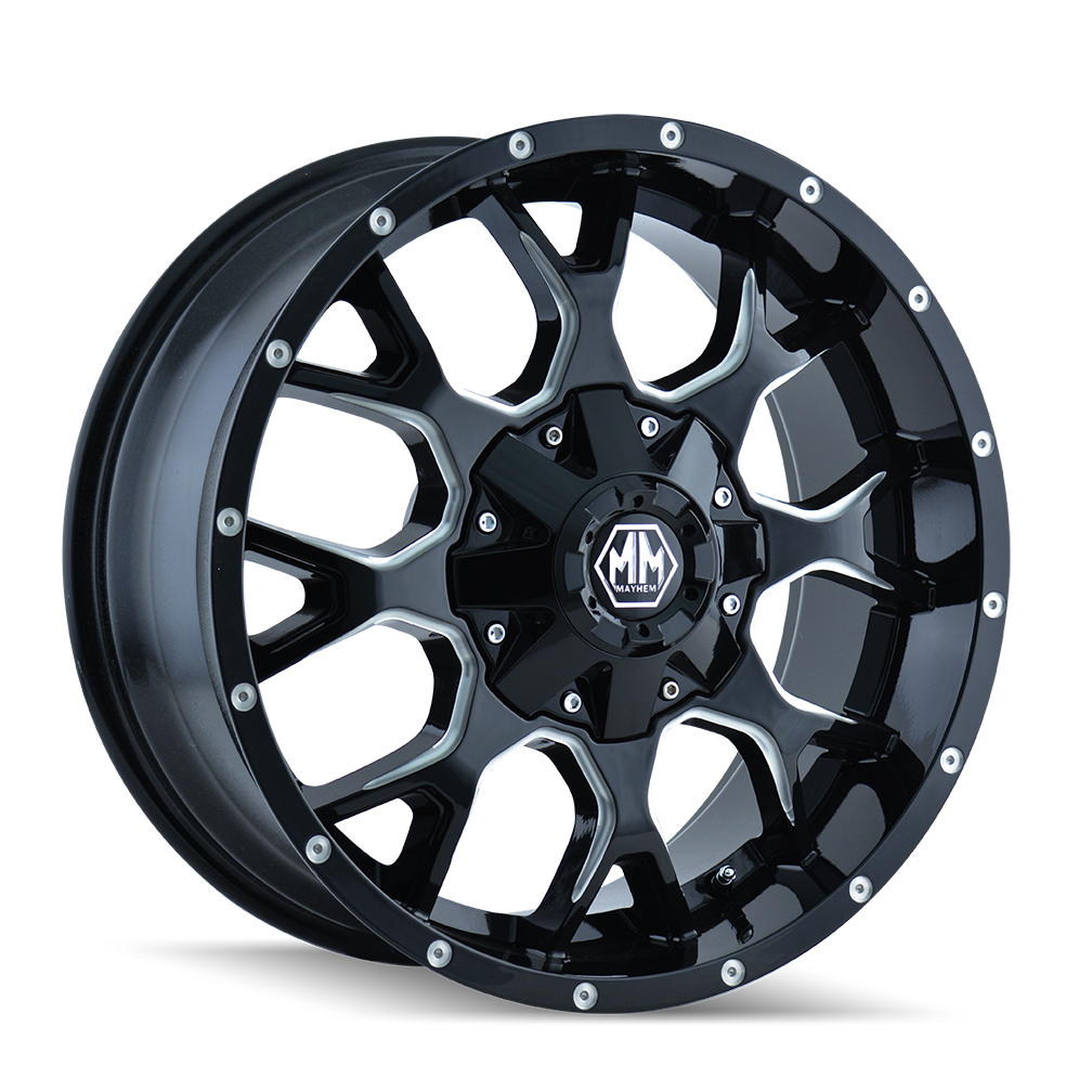 8015-2937M18 - Mayhem Warrior 20X9 6X135 18mm Black And Milled - Mayhem Wheels Canada