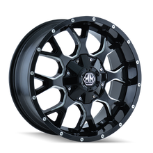 Load image into Gallery viewer, 8015-2937M18 - Mayhem Warrior 20X9 6X135 18mm Black And Milled - Mayhem Wheels Canada