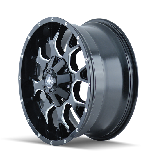 8015-8997M - Mayhem Warrior 18X9 5X150 / 5X139.7 ET -12mm Gloss Black Milled - Mayhem Wheels Canada