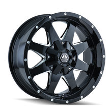 Load image into Gallery viewer, 8040-2976B18 - Mayhem Tank 20X9 8X165.1 / 8X170 ET 18mm Gloss Black Milled - Mayhem Wheels Canada