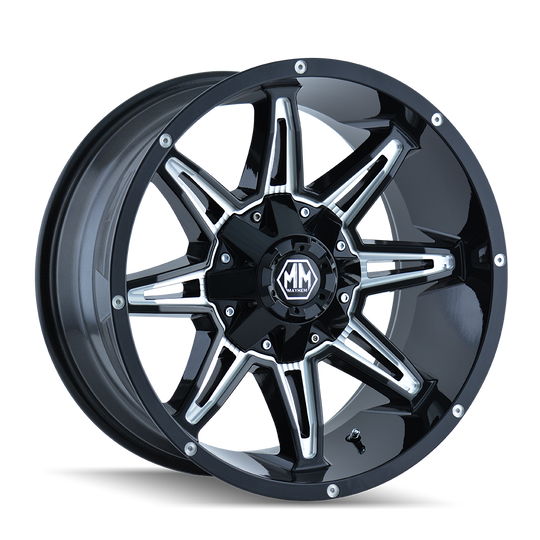 8090-2937M11 - Mayhem Rampage 20X9 6X135 / 6X139.7 ET 11mm Gloss Black Milled - Mayhem Wheels Canada