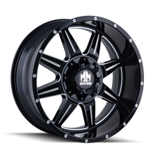 Load image into Gallery viewer, 8100-7952M18 - Mayhem Monstir 17X9 5X127 18mm Black And Milled - Mayhem Wheels Canada