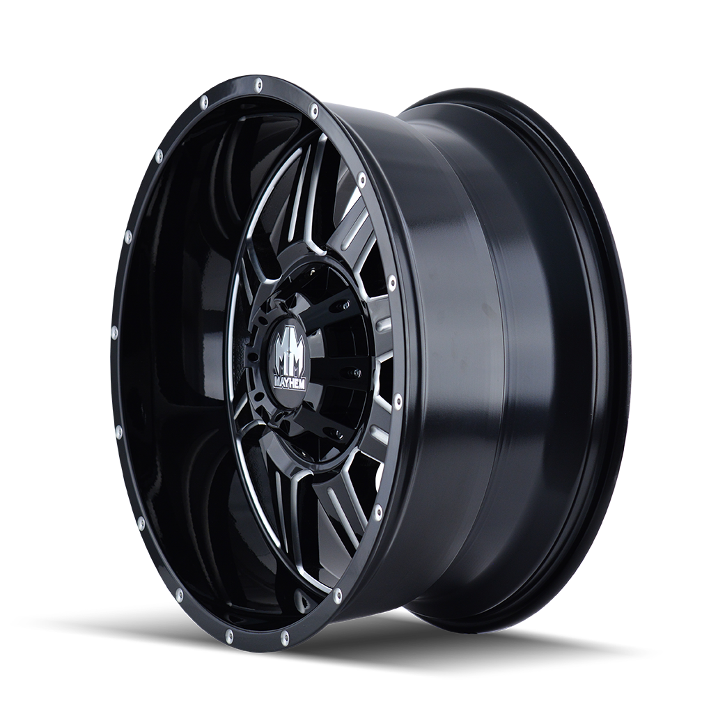 8100-7952M18 - Mayhem Monstir 17X9 5X127 18mm Black And Milled - Mayhem Wheels Canada