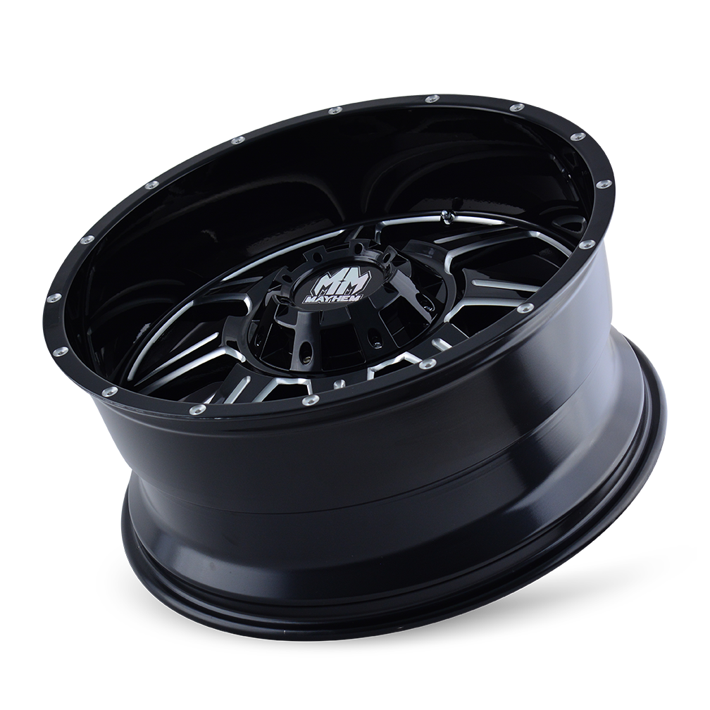 8100-7952M18 - Mayhem Monstir 17X9 5X127 18mm Black And Milled - Mayhem Wheels Canada