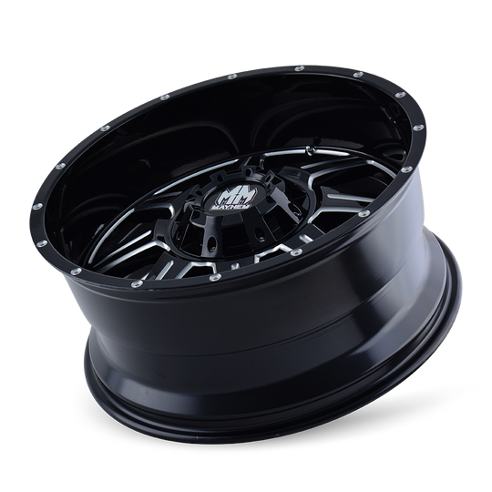 8100-2978M18 - Mayhem Monstir 20X9 8X180 /  ET 18mm Gloss Black Milled - Mayhem Wheels Canada