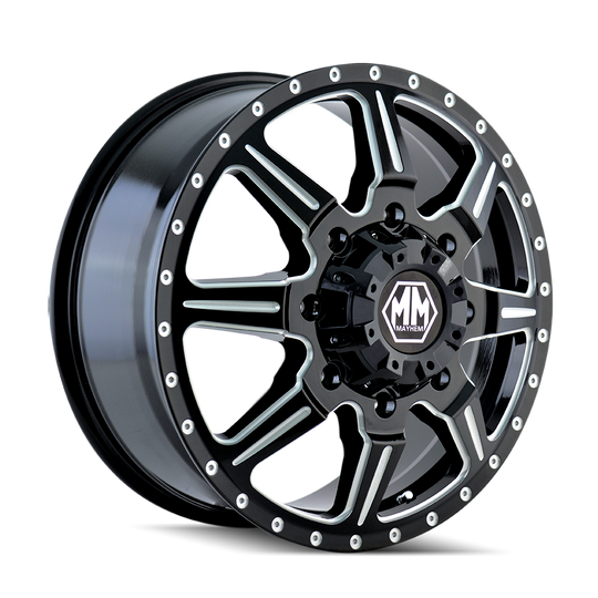 8101-9681BI121 - Mayhem Monstir 19.5X6.75 8X165.1 /  ET 102mm Gloss Black - Mayhem Wheels Canada