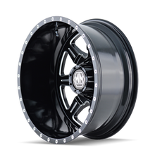 Charger l&#39;image dans la galerie, 8101-2879MR - Mayhem Monstir 20X8.25 8X210 -160mm Rear Black With Milled Spokes - Mayhem Wheels Canada