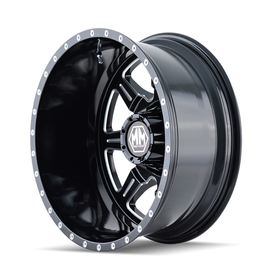 8101-2879MR - Mayhem Monstir 20X8.25 8X210 -160mm Rear Black With Milled Spokes - Mayhem Wheels Canada