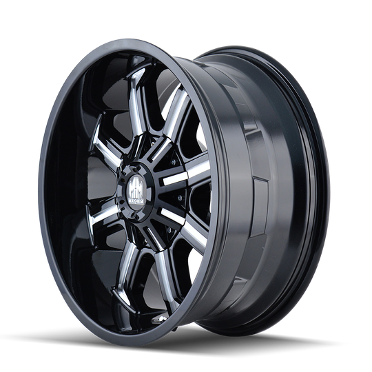 8102-7937M12 - Mayhem Beast 17X9 6X135 / 6X139.7 ET -12mm Black and Milled - Mayhem Wheels Canada