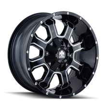 Load image into Gallery viewer, 8103-8976M18 - Mayhem Fierce 18X9 8X165.1 / 8X170 ET 18mm Gloss Black Milled - Mayhem Wheels Canada