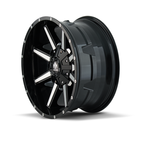 8104-7952B - Mayhem Arsenal 17X9 5X127 / 5X139.7 ET -12mm Gloss Black Machined - Mayhem Wheels Canada