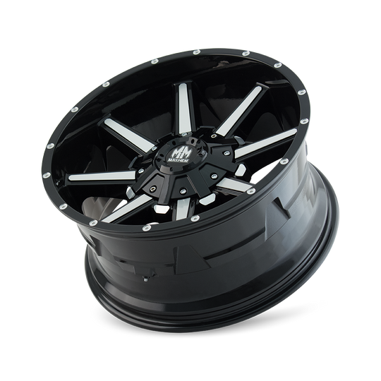 8104-8956B - Mayhem Arsenal 18X9 5X114.3 / 5X127 ET -12mm Gloss Black Machined - Mayhem Wheels Canada
