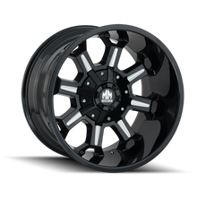 Load image into Gallery viewer, 8105-8997M18 - Mayhem Combat 18X9 5X150 / 5X139.7 ET 18mm Gloss Black Milled - Mayhem Wheels Canada
