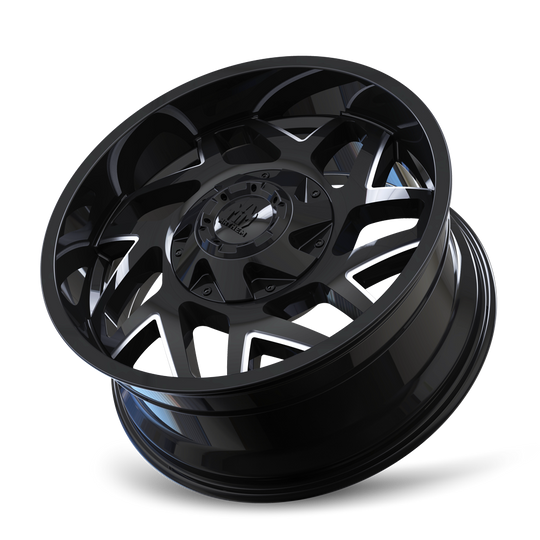 8106-2978BM18 - Mayhem Hatchet 20X9 8X180 /  ET 18mm Gloss Black Milled - Mayhem Wheels Canada