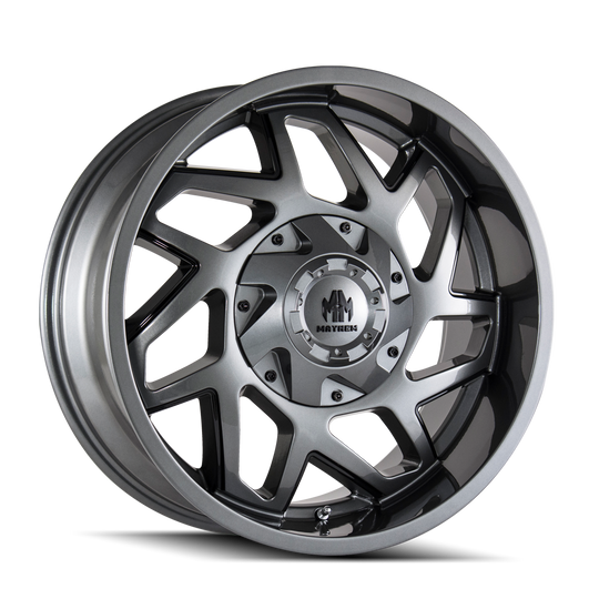 8106-2137GB - Mayhem Hatchet 20X10 6X135 / 6X139.7 ET -19mm Gloss Gunmetal with Black - Mayhem Wheels Canada