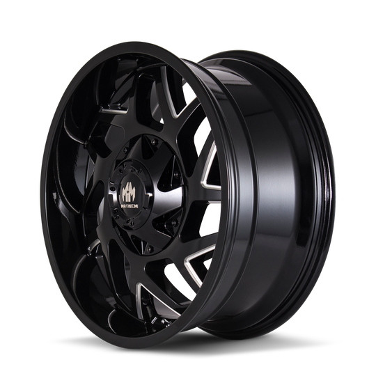 8106-2197BM - Mayhem Hatchet 20X10 5X139.7 / 5X150 ET -19mm Black and Milled - Mayhem Wheels Canada