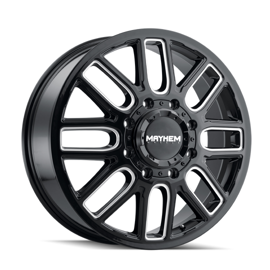 8107D-22879BMF115 - Mayhem Cogent Dually 22X8.25 8X210 /  ET 115mm Gloss Black Milled - Mayhem Wheels Canada