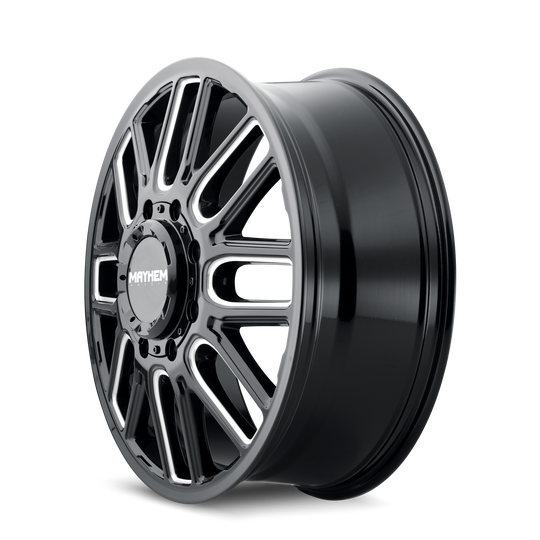 8107D-22877BMF115 - Mayhem Cogent Dually 22X8.25 8X200 /  ET 115mm Gloss Black Milled - Mayhem Wheels Canada