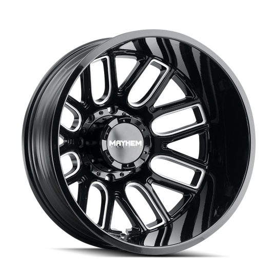 8107D-22877BMR192 - Mayhem Cogent Dually 22X8.25 8X200 /  ET -192mm Gloss Black Milled - Mayhem Wheels Canada